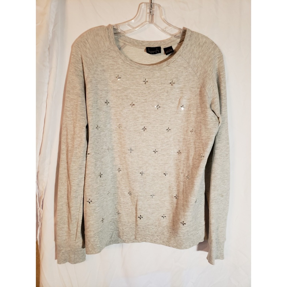 Women's Kersh Gray Long Sleeve Embellished Top Size M